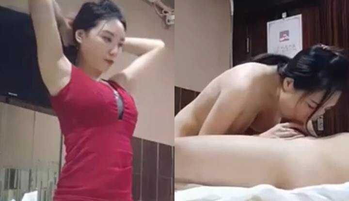 足疗店超美女技师，按摩著就主动下滑去口交