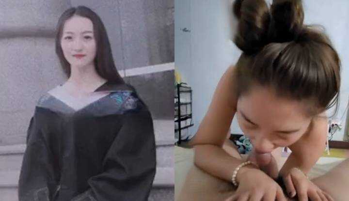 刚毕业的女友急着找我破处，看见大屌忍不住一直舔