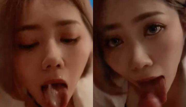 直击正妹口交视角，鸡巴兴奋地涌出滚烫精液