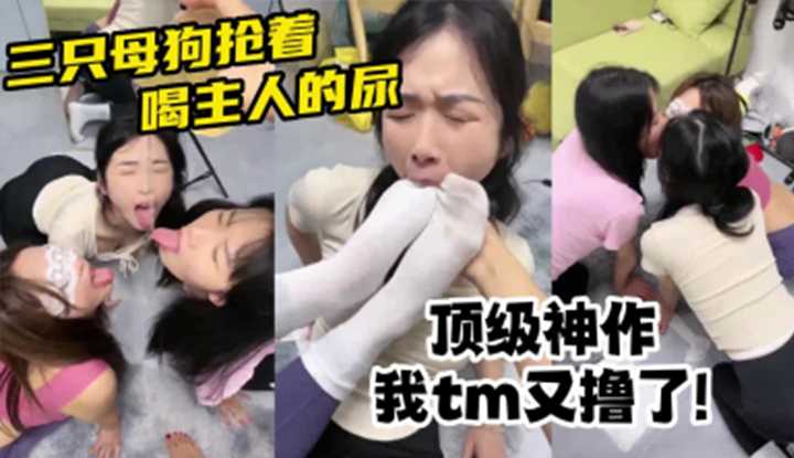 顶级神作，三只母狗抢着喝主人的尿！