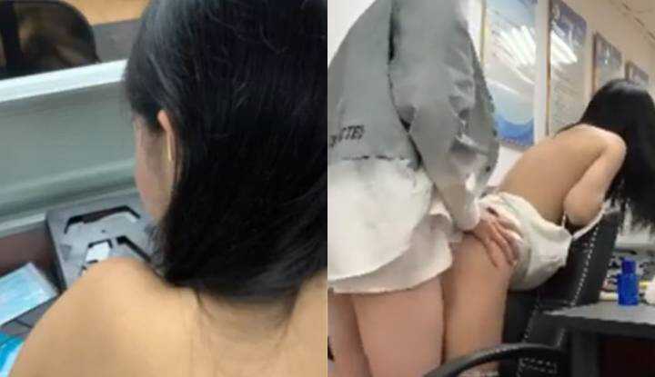 今天只有我俩来加班，不然来做爱放松一下吧！