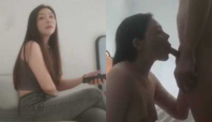 搭讪牛仔裤御姐，大长腿跪地深喉