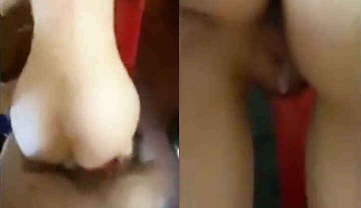 成熟风韵的女子面容清瘦，胸部却惊人地丰满，被肉棒中出