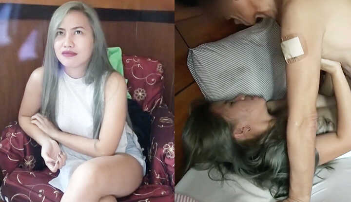 害羞的菲律宾女孩，被年长的日本男人中出