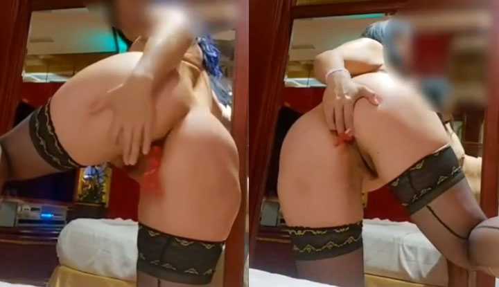 肛门调教，红色小恶魔拉珠，缓缓拉出真够色情～