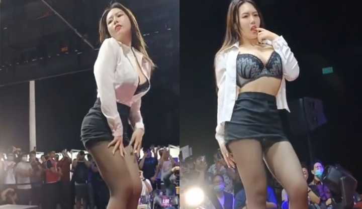 CF03上台片段，巨乳OL爆衣露出！