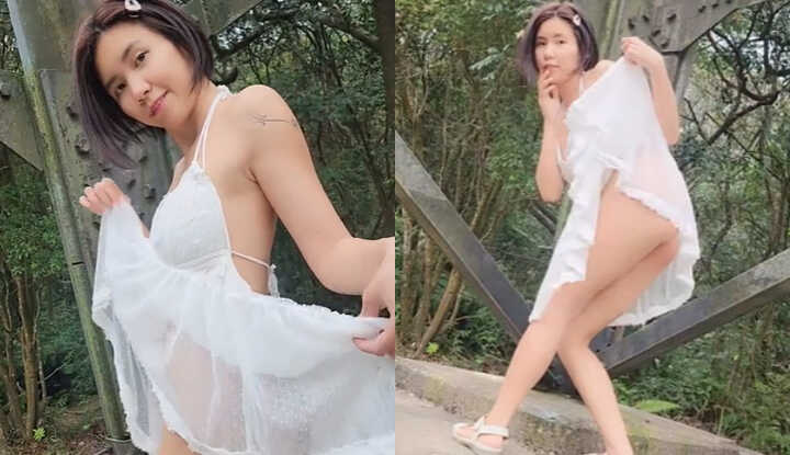 肉酱-穿着纯白小洋装找亮点