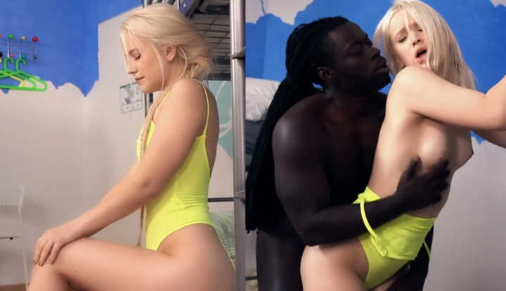 金发大屁股美女Nikki Hill被黑人大鸡巴狂操