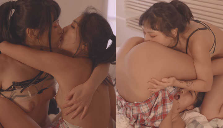 超美百合之恋，69玩穴舔鲍，共享双头龙的神奇快感