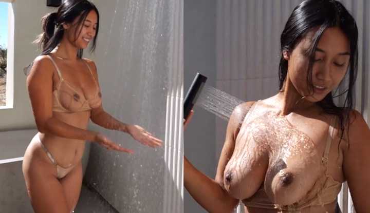 阳光明媚的户外洗澡