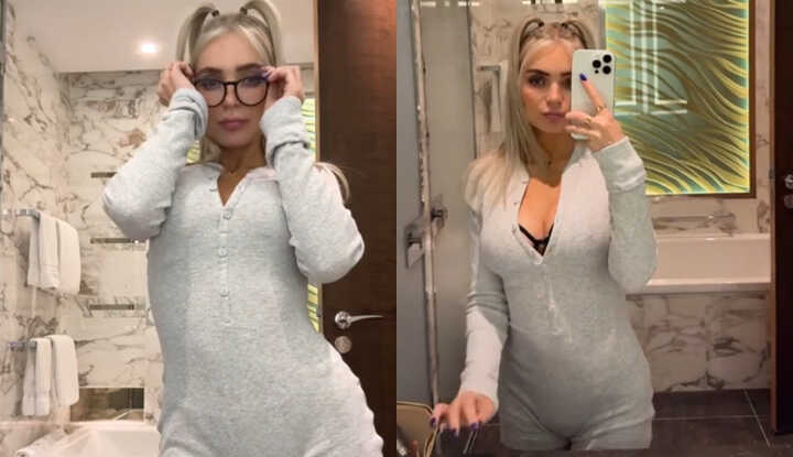 Alexis blond-在浴室里换上性感内衣