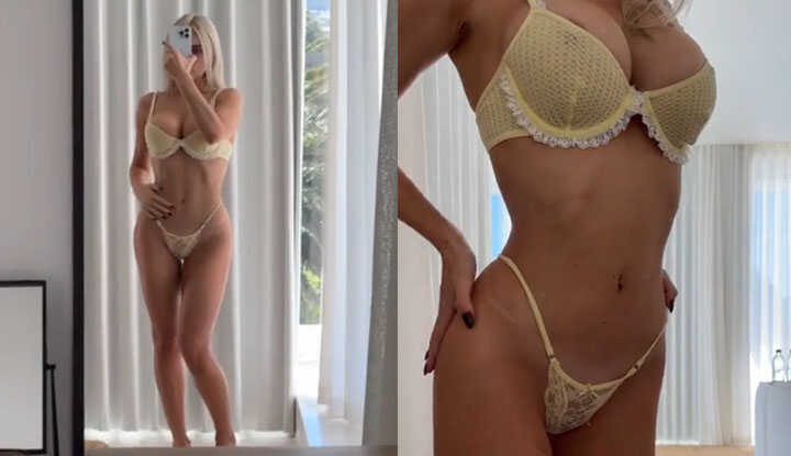 Alexis Blond-偷偷脱下衣服结果被发现了 MYM video leak