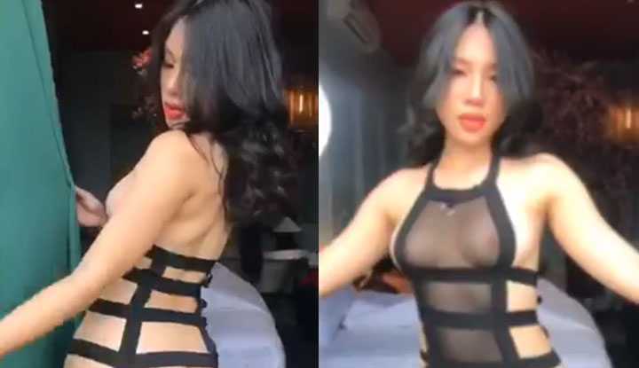 黑色网纱若隐若现，美乳露出，鼻血止不住～