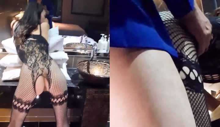 抖屁股doggystlye，后背操干小屁股真是爽～