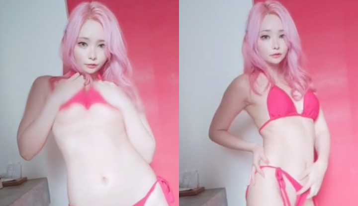 最喜欢穿娇嫩的粉色比基尼