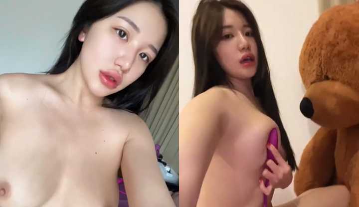 千万网红美人与他的大熊熊，自慰太爽靠在熊熊身上休息一下～