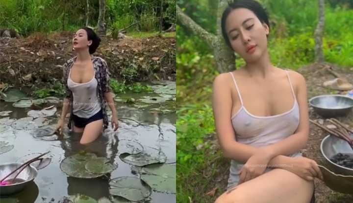 野外露出的乡村女孩