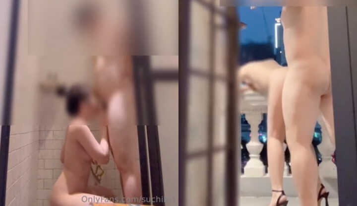 在阳台打炮好刺激，洗澡时再来一炮！