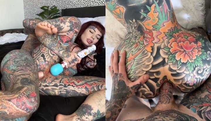 纹身情侣档第一次尝试肛门抽插