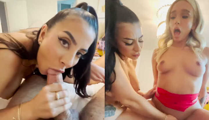 大奶姐妹花迎战大鸡巴，轮流享用巨根带来的美味与快感