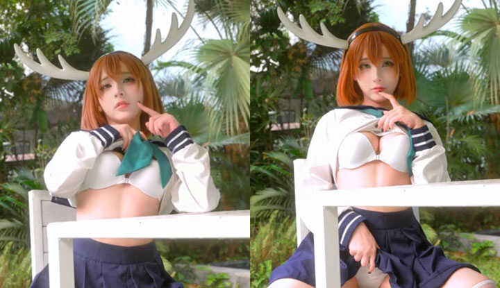 可爱女学生鹿乃子，穿上性感学生服真好看