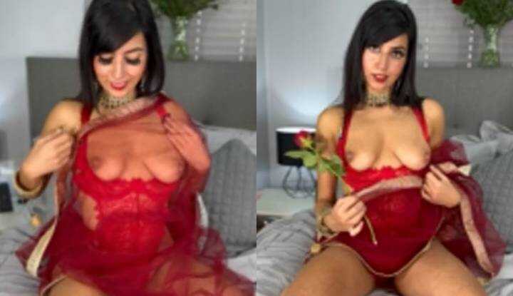 Aaliyah Yasin-穿着红色性感睡衣在床上等你了 Onlyfans video leaked