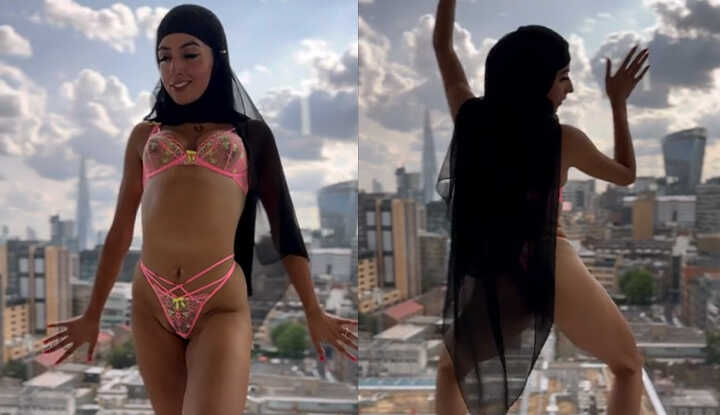 Aaliyah Yasin-戴着头巾的​​Aaliyah穿着粉红色内衣挑逗你 1