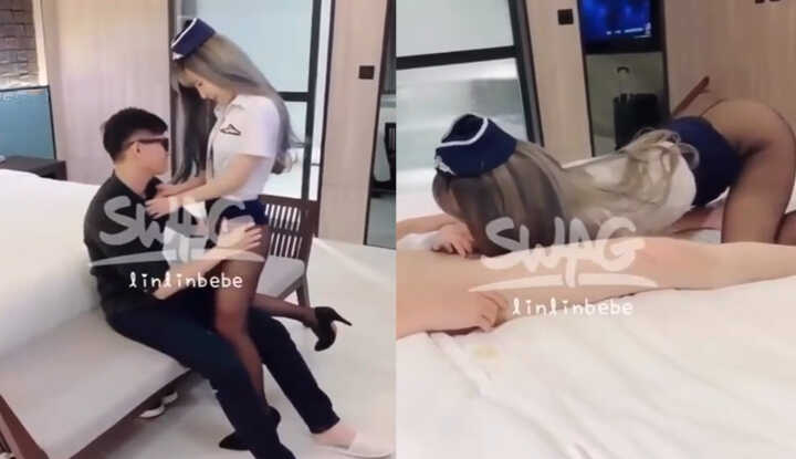 怒操黑丝空姐，粉嫩小逼，大长腿大奶子，操起就是过瘾！