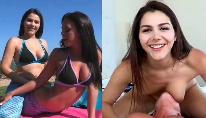 Rahyndee James 和 Valentina Nappi在瑜珈课上一起玩耍