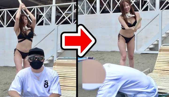 [拉斐尔][2022-08-05] 泳装美女在海边打西瓜的时侯，将拉斐尔的头当作西瓜打下去了！