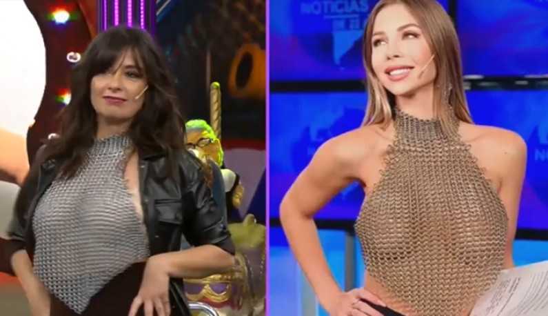 [欧美] 西班牙电视主持人效仿火辣财经主播，单穿网状上衣，奶子若隐若现让人心痒痒~