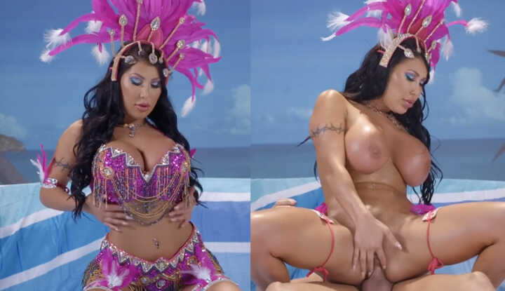 [欧美]  火辣的巨乳嘉年华女王，无套深入探索他的骚逼