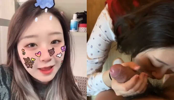 小情侣玩的显尽淫态，跪姿调教口交