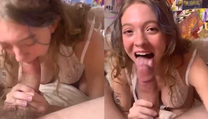 [欧美] 看看大奶女友的口活技术～一口一口大屌受不住