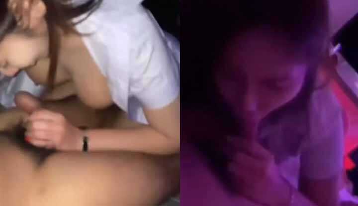 [泰国]  学生妹在夜店敞开制服露出美乳，跪着帮我吃鸡巴