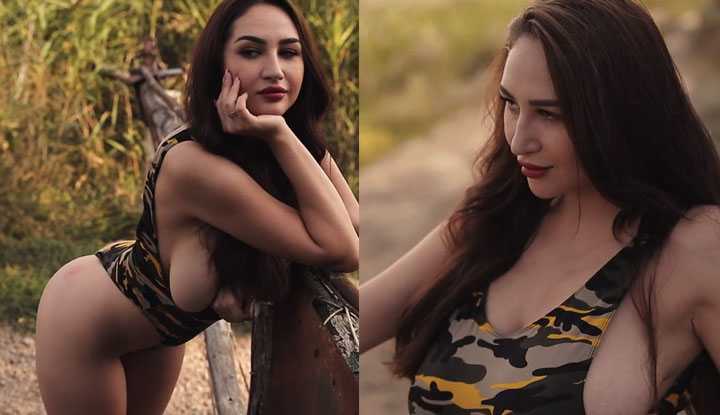 [欧美] O站大神 louisa～性感模特穿上紧身泳衣，双峰太巨快要掉出来～