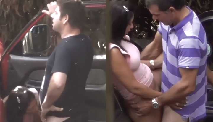 [欧美] 男人的周末就是这么朴实无华～开着小车到野外找肉感熟女来一炮