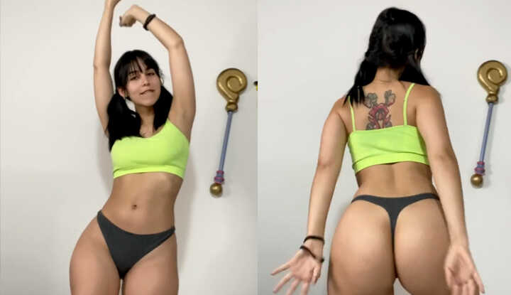 [欧美]  O站大神魔兽主播 vitacelestine，性感运动内衣扭腰摆臀