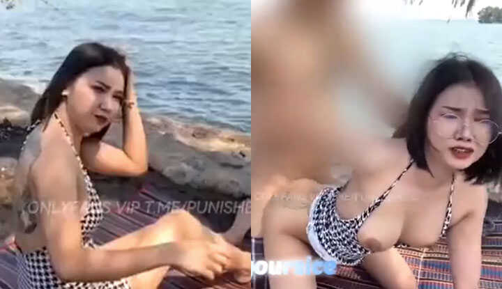 [泰国]  在美丽的海边与巨乳美人做爱，口交吃鸡后背操干小穴