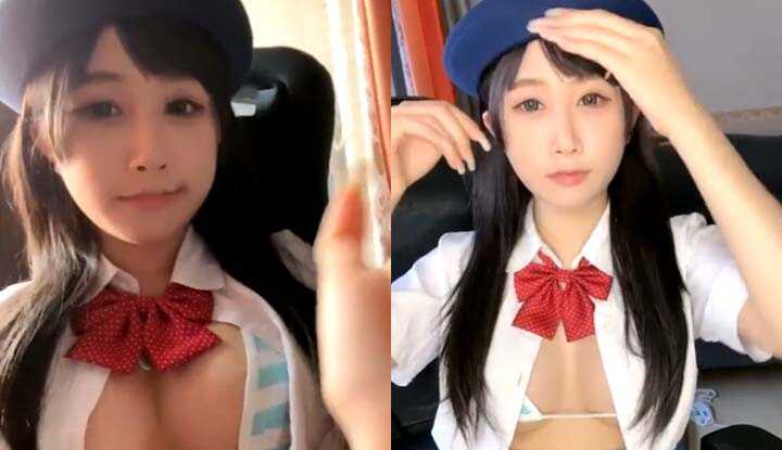 扮演学生妹上直播摸摸聊色
