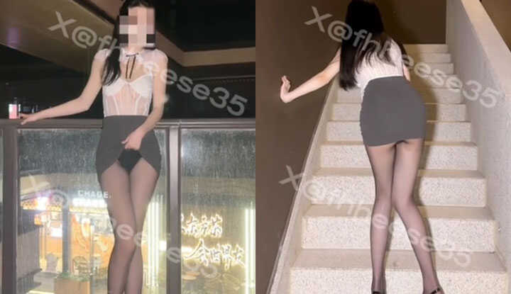 黑丝御姐挑战野外暴露，性感OL套装真好看