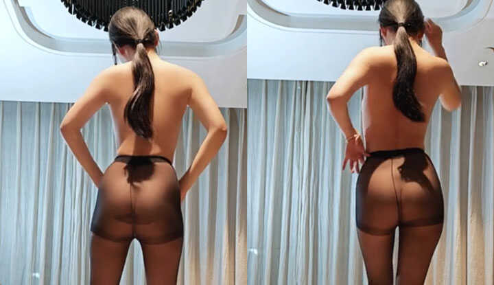 马尾御姐上空穿上黑丝，脚踩高跟鞋来跳热舞