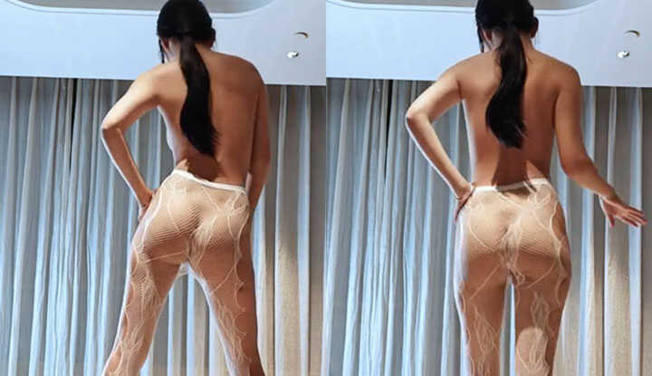 马尾御姐的背面也很完美，美臀美腿超吸引人