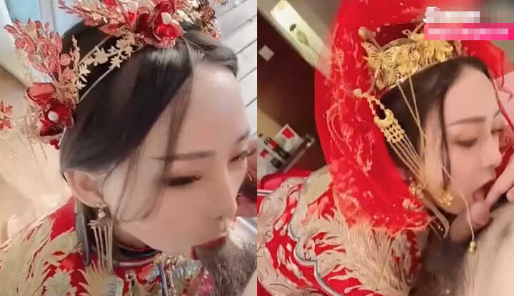 长腿女神模特半糖兔兔，新娘禾服做爱视频，淫荡口交无套后入淫叫连连！