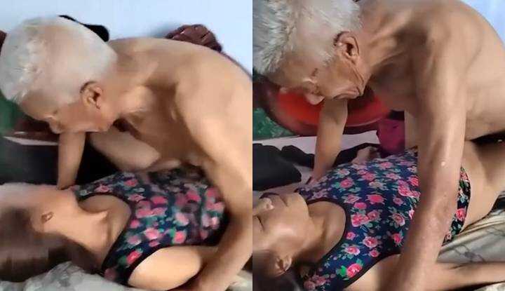 80岁大爷宝刀未老，活到老日到老，大爷身材虽瘦弱却热情不减，干的老伴在身下呻吟连连 ！