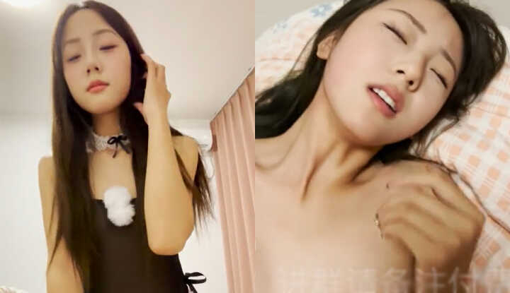 女友穿着黑丝情趣装诱惑，今晚得好好教训她了