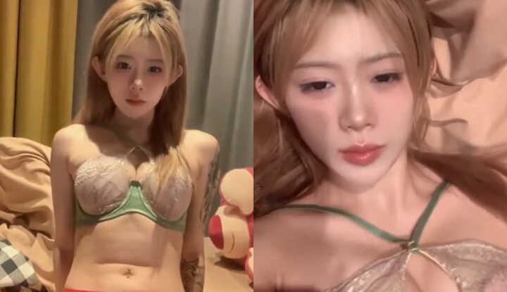 可爱又性感的女孩躺在床上掰穴特写自拍