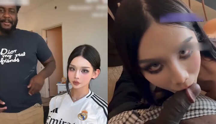 前恒大足球学院 田瑞杰 变身TS美妖Rudie 细腰盈盈一握翘臀诱惑爆表 被黑哥巨根猛操菊花 反差极大！ 2