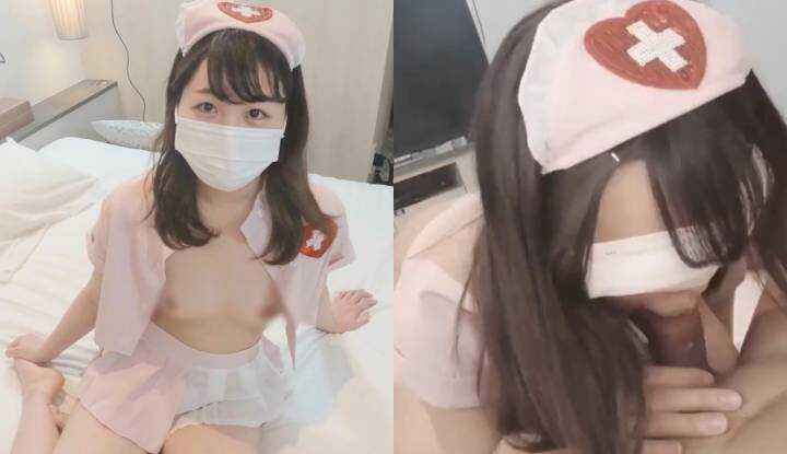 [FC2]  清纯可爱的未来护士穿护士装，挑战人生首次无套插入与口内射精 (FC2-PPV-4852530)