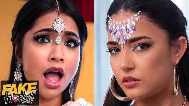 假旅馆 - 好色的精灵释放并渴望着鸡巴！与Yasmina Kahn的惊人三人行